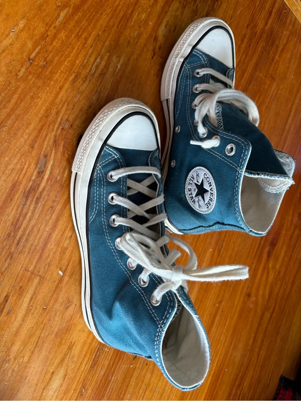 Converse High Top Sneakers in Teal and White Trim